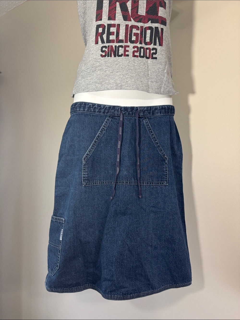 From 1999 Brody Blue Denim Drawstring Cargo Skirt